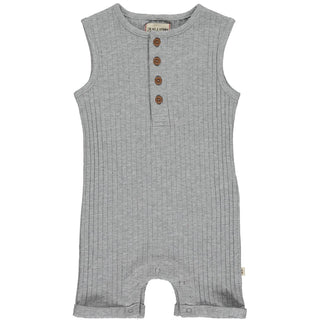 Ribbed Henley Playsuit- Grey - Charlie Rae - 0-3 Months - Me & Henry