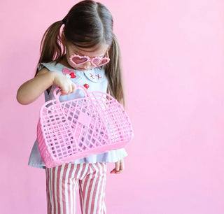 SunJellies Retro Basket Jelly Bag - Charlie Rae - Berry Pink - Handbags - Sun Jellies