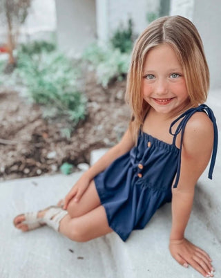 Tera Tie Peplum Top- Navy - Charlie Rae - 0-3 Months - Baby & Toddler Tops - Bailey's Blossoms