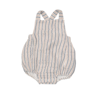 Ticking Stripe Navy Clay- Retro Sunsuit - Charlie Rae - 0-3 Months - Baby One-Pieces - Angel Dear