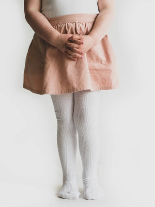 White | Cable Knit Tights | Babies Toddlers & Girls - Charlie Rae - 0-6 Months - Little Stocking Co.
