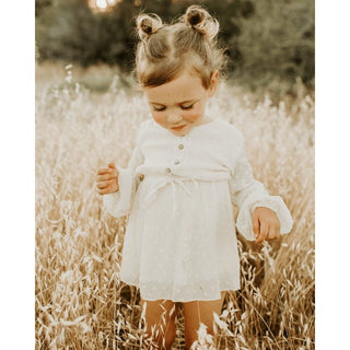 Windsor Dot Dress - Oyster - Charlie Rae - 0-3 Months - Baby & Toddler Dresses - Bailey's Blossoms