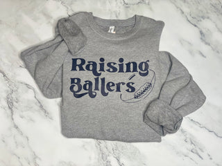 Raising Ballers | Women's Sweatshirt | Football | Natural and Gray