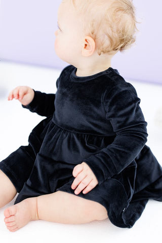 Birdie Bean | Black Velvet Birdie Twirl Dress - Charlie Rae - 0 - 3 Months - Girls Dresses - 190 - Birdie Bean