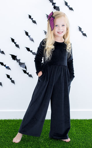 Birdie Bean | Black Velvet Leggy Jumpsuit - Charlie Rae - 2T - Girls 1 Piece - 220 - Birdie Bean