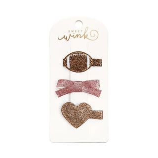 Football Love Hair Clip Set - Charlie Rae - Hair Bows - 311 - Sweet Wink