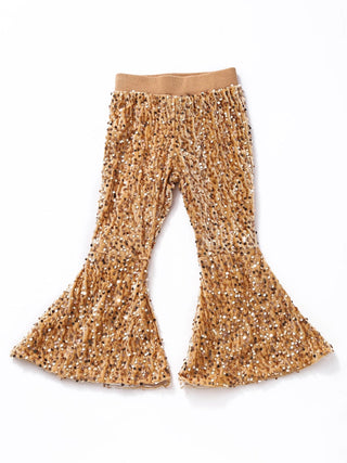 Juno - Gold Sequined Bell Bottoms - Charlie Rae - 2T - Charlie Rae