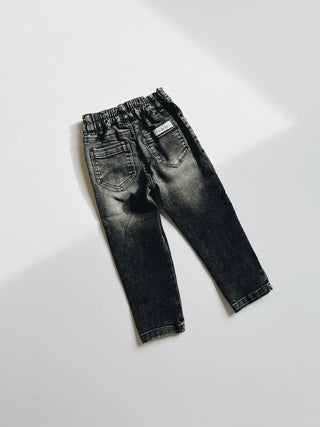 Orcas Lucille | Stretch Denim - Faded Black - Charlie Rae - 0 - 6 Months - Boys Bottoms - 110 - Orcas Lucille