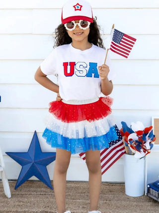 Patriotic Petal Tutu - Dress Up Skirt - Kids 4th of July Tutu - Charlie Rae - 0-12 Months - Girls Bottoms- 180 - Sweet Wink