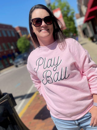 Play Ball | Pink | Women's Sweatshirt - Charlie Rae - Small - Mom Tops- 291 - Charlie Rae