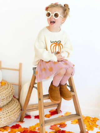 Sweet Wink | Pumpkin Yarn Knit Sweater - Charlie Rae - 6 - 12 Months - Girls Tops - 170 - Sweet Wink