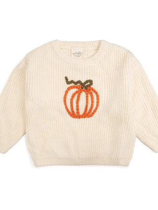 Sweet Wink | Pumpkin Yarn Knit Sweater - Charlie Rae - 6 - 12 Months - Girls Tops - 170 - Sweet Wink