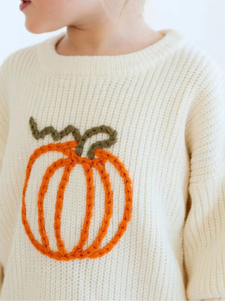 Sweet Wink | Pumpkin Yarn Knit Sweater - Charlie Rae - 6 - 12 Months - Girls Tops - 170 - Sweet Wink