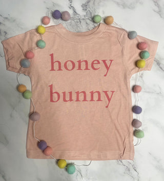 Honey Bunny |  Toddler Tee | Light Pink with Pink Letters