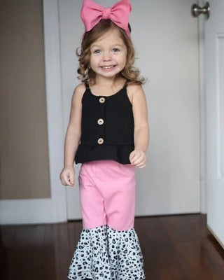 Ally Pleated Bell Bottoms- Pink Snow Leopard - Charlie Rae - 0-3 Months - Baby & Toddler Bottoms - Bailey's Blossoms
