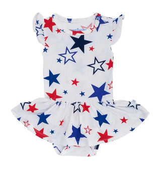 Americana Flutter Sleeve Twirl Bodysuit - Charlie Rae - 0-3 Months - Baby & Toddler Dresses - Stone and Rose