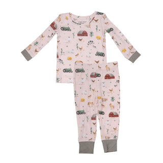 Angel Dear - Big Red Barn (Pink) - Long-Sleeve Bamboo Loungewear Set - Charlie Rae - 6-12 Months - Baby & Toddler Sleepwear - Angel Dear