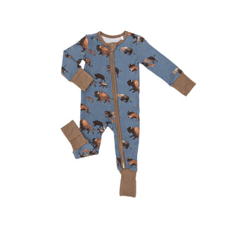 Angel Dear - Bison- 2-Way Bamboo Zipper Romper - Charlie Rae - 0-3 Months - Baby & Toddler Sleepwear - Angel Dear