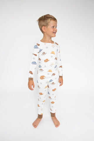 Angel Dear - Cowboy Hats- Long-Sleeve Bamboo Loungewear Set - Charlie Rae - 6-12 Months - Baby & Toddler Sleepwear - Angel Dear
