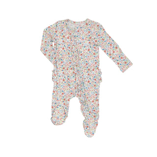 Angel Dear - Dainty Floral - Bamboo 2-Way Ruffled Zipper Footie - Charlie Rae - Newborn - Baby & Toddler Sleepwear - Angel Dear