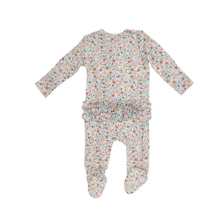 Angel Dear - Dainty Floral - Bamboo 2-Way Ruffled Zipper Footie - Charlie Rae - Newborn - Baby & Toddler Sleepwear - Angel Dear