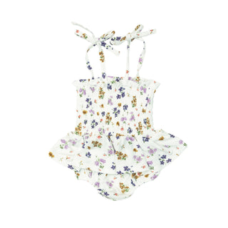Angel Dear - Floral Spring- Smocked Bubble W/ Skirt - Charlie Rae - 0-3 Months - Baby One-Pieces - Angel Dear