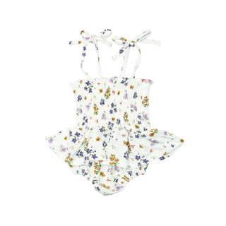 Angel Dear - Floral Spring- Smocked Bubble W/ Skirt - Charlie Rae - 0-3 Months - Baby One-Pieces - Angel Dear