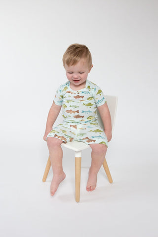 Angel Dear - Freshwater Fish- Bamboo Loungewear Short Set - Charlie Rae - 6-12 Months - Baby & Toddler Sleepwear - Angel Dear