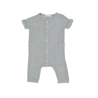 Angel Dear - Grey Grid- Muslin Dolman Romper - Charlie Rae - 3-6 Months - Baby & Toddler Outfits - Angel Dear
