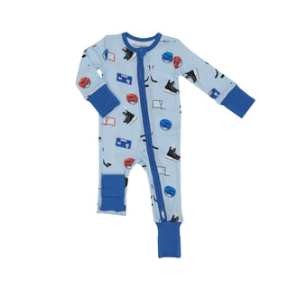 Angel Dear - Hockey- Bamboo 2-Way Zipper Romper - Charlie Rae - 0-3 Months - Baby & Toddler Sleepwear - Angel Dear