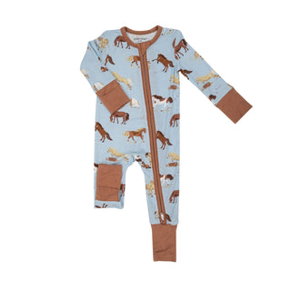 Angel Dear - Horses- Bamboo 2-Way Zipper Romper - Charlie Rae - 0-3 Months - Baby & Toddler Sleepwear - Angel Dear