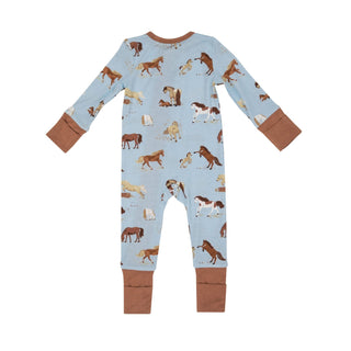 Angel Dear - Horses- Bamboo 2-Way Zipper Romper - Charlie Rae - 0-3 Months - Baby & Toddler Sleepwear - Angel Dear