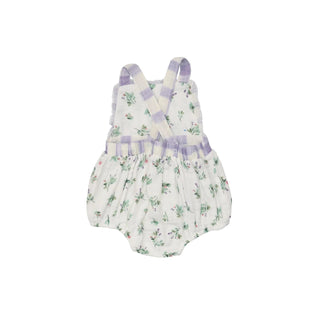 Angel Dear - Lavender Rose + Gingham Ruffle Bubble - Charlie Rae - 0-3 Months - Baby One-Pieces - Angel Dear