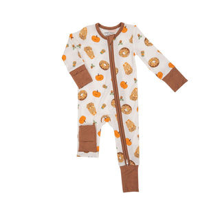 Angel Dear - Pumpkin Spice Latte- Bamboo 2-Way Zipper Romper - Charlie Rae - 0-3 Months - Baby & Toddler Sleepwear - Angel Dear