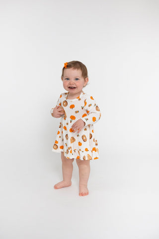 Angel Dear - Pumpkin Spice Latte- Bamboo Twirly Bodysuit Dress - Charlie Rae - 3-6 Months - Baby & Toddler Dresses - Angel Dear