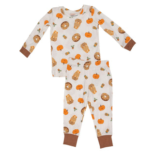 Angel Dear - Pumpkin Spice Latte- Long-Sleeve Bamboo Loungewear Set - Charlie Rae - 6-12 Months - Baby & Toddler Sleepwear - Angel Dear