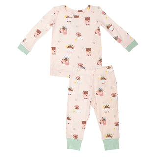 Angel Dear - Spa Day - Long-Sleeve Bamboo Loungewear Set - Charlie Rae - 6-12 Months - Baby & Toddler Sleepwear - Angel Dear