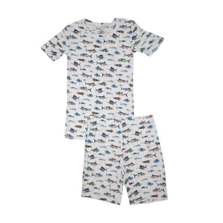 Angel Dear Tropical Ocean Fish- Bamboo Loungewear Short Set - Charlie Rae - 6-12 Months - Baby & Toddler Sleepwear - Angel Dear