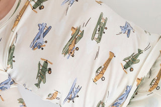 Angel Dear - Vintage Planes - Long-Sleeve Bamboo Loungewear Set - Charlie Rae - 6-12 Months - Baby & Toddler Sleepwear - Angel Dear