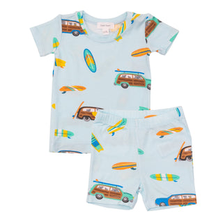 Angel Dear Woody Surf Sharks- Bamboo Loungewear Short Set - Charlie Rae - 6-12 Months - Baby & Toddler Sleepwear - Angel Dear