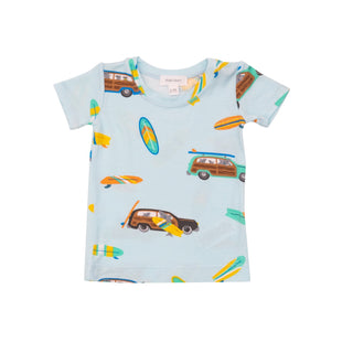 Angel Dear Woody Surf Sharks- Bamboo Loungewear Short Set - Charlie Rae - 6-12 Months - Baby & Toddler Sleepwear - Angel Dear