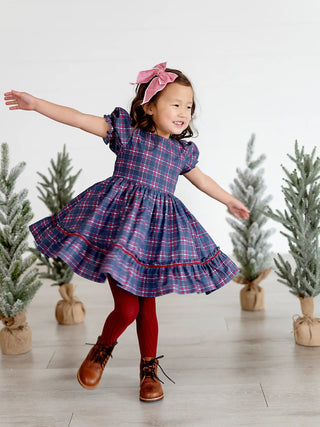 Aura Dress in Holiday Plaid | Poplin Cotton Dress - Charlie Rae - 12-18 Months - Baby & Toddler Dresses - Ollie Jay