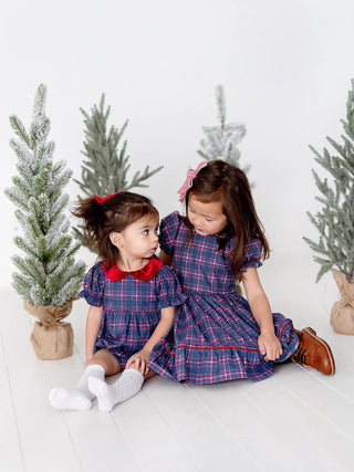 Aura Dress in Holiday Plaid | Poplin Cotton Dress - Charlie Rae - 12-18 Months - Baby & Toddler Dresses - Ollie Jay