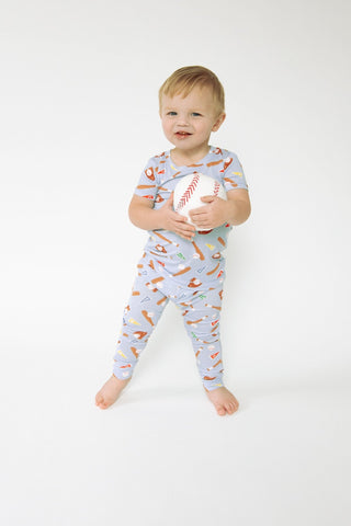 Baseball- Bamboo S/S Loungewear Set - Charlie Rae - 6-12 Months - Baby & Toddler Sleepwear - Angel Dear