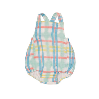 Beach Plaid- Retro Sunsuit - Charlie Rae - 0-3 Months - Baby One-Pieces - Angel Dear