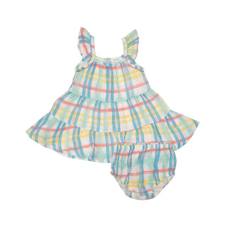 Beach Plaid- Twirly Sundress & Diaper Cover - Charlie Rae - 6-12 Months - Baby & Toddler Dresses - Angel Dear