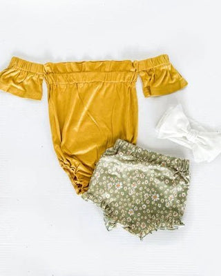 Belle High-Waist Bloomers - Green Floral - Charlie Rae - 0-3 Months - Baby & Toddler Bottoms - Bailey's Blossoms