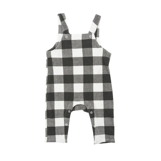 Black and White Buffalo Bamboo Overalls - Charlie Rae - 3-6 Months - Baby One-Pieces - Angel Dear