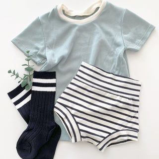 Black & White Striped Shorties - Charlie Rae - 0-3 Months - Baby & Toddler Bottoms - Bohemian Babies