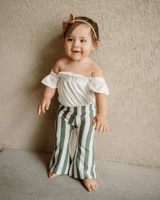 Blakely Bell Bottoms - Green Stripe - Charlie Rae - 0-3 Months - Baby & Toddler Bottoms - Bailey's Blossoms